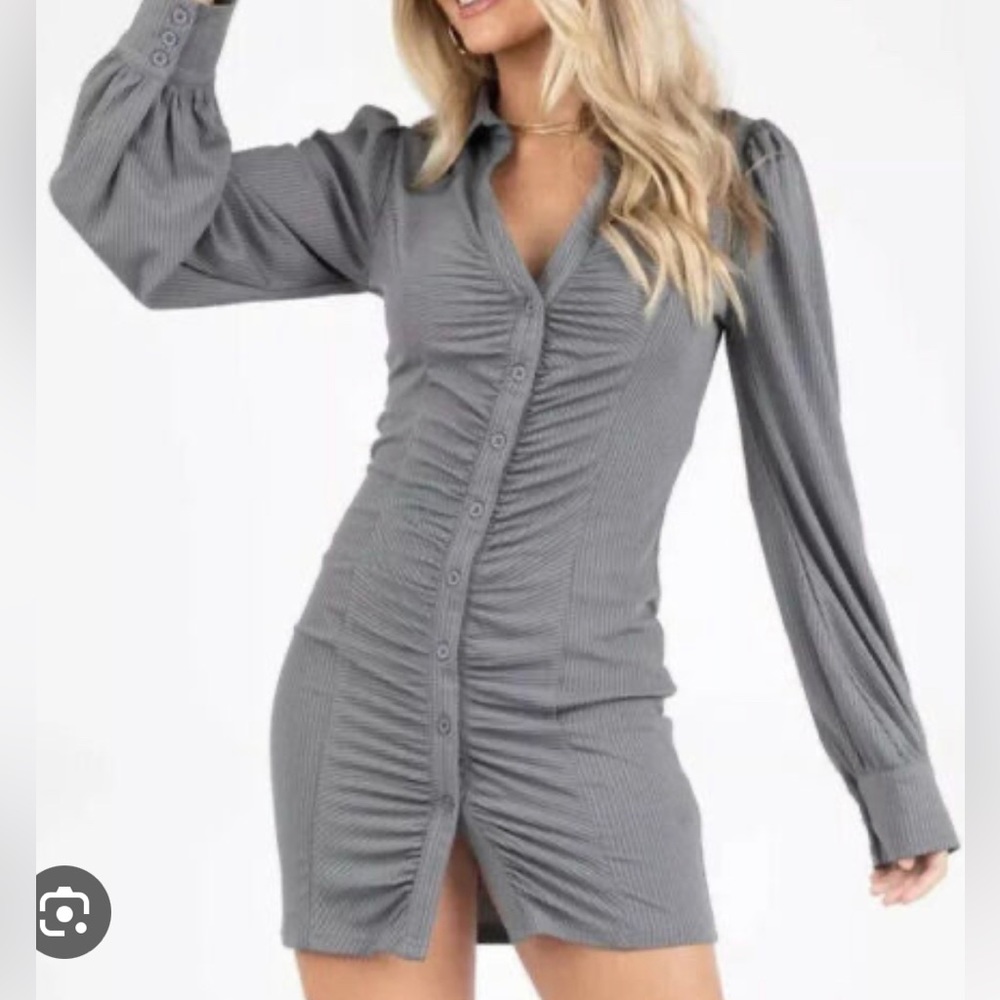 Kittenish Grey Mini Dress
